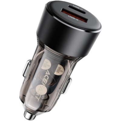 Автомобільний Зарядний Пристрій Acefast B12 PD + QC 3.0 (1 Type-C/1 USB/3A/60W) (чорний)