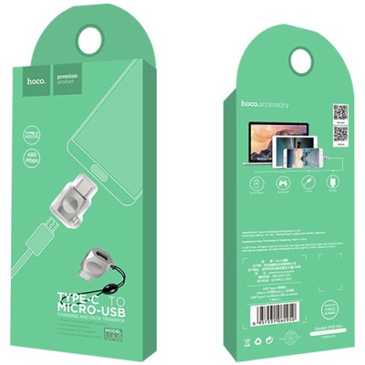 перехідник hoco ua8 microusb - type-c (сталевий) 