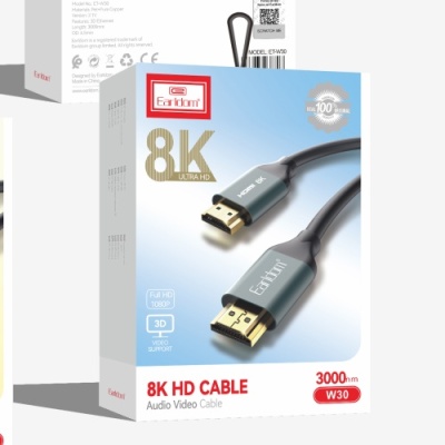 кабель hdmi earldom et-w30 hdmi-hdmi 8k/3m (чорний) 