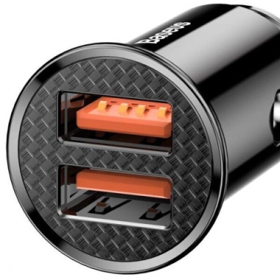 Автомобільний Зарядний Пристрій Baseus Circular Plastic A+A PPS (CCALL-YD01) 2USB/30W/QC3.0 (Black)