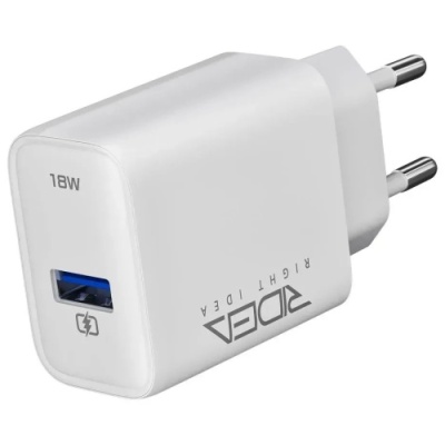 мережевий зарядний пристрій ridea rw-18120 rapid 1usb qc 18w (бiлий) 