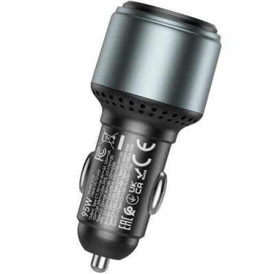 Автомобільний Зарядний Пристрій Hoco NZ9 PD65W+30W+QC3.0 (2Type-C/1USB) (чорний)
