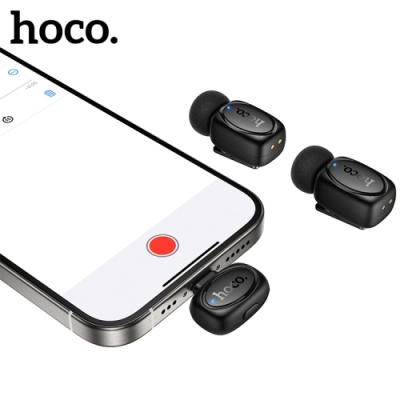 мікрофон петличний бездротовий hoco l19 lightning type-c (чорний) 