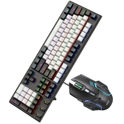 клавіатура і миша xo kb-06 mixed color luminous mechanical (чорний мікс) 