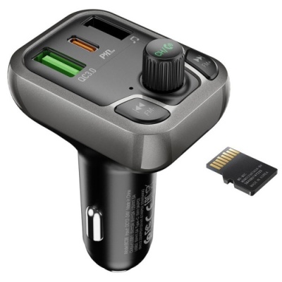 FM Модулятор Borofone BC38 Flash Energy PD20W+QC3.0 2USB (Чорний)