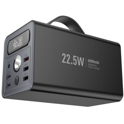 додаткова батарея power bank hoco j138 distant 22.5w+pd20w 60000 mah (чорний) 