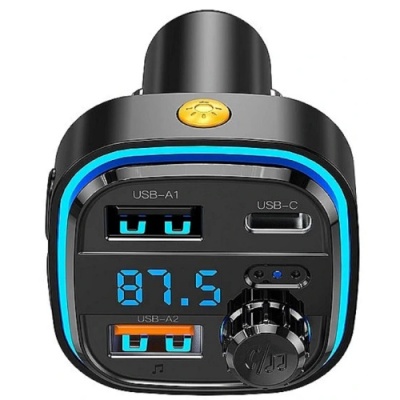 FM Модулятор XO BCC08 (QC3.0/PD) 18W/2USB + 18W (Чорний)