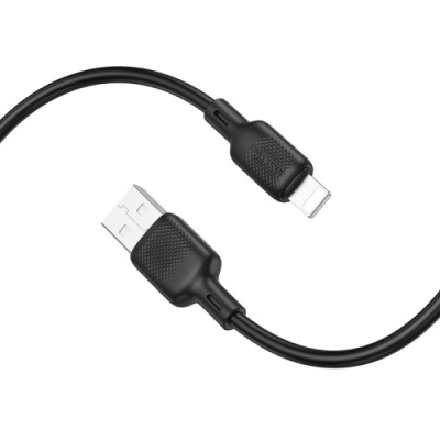 кабель borofone bx113 silicone usb - lightning 2.4a/2m (чорний) 