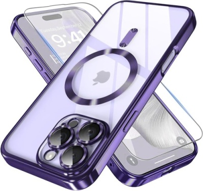 Купить чохол tpu metallic full camera with magsafe для apple iphone 16 pro (dark purple) онлайн