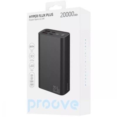 додаткова батарея power bank proove hyper flux plus pd20w+qc22.5w 20000mah (black) 
