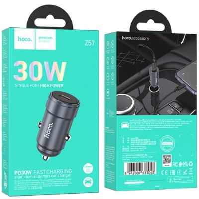 Автомобільний Зарядний Пристрій Hoco Z57 PD30W (1Type-C) (сірий)