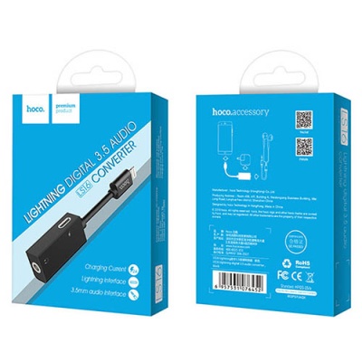 перехідник hoco ls16 lightning - (aux (3.5mm)+lightning charge) (чорний) 