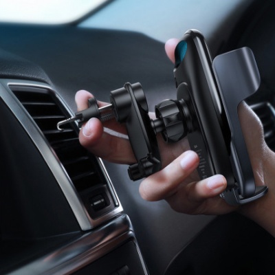 Автотримач з бездротовою зарядкою Baseus Wireless Charger Milky Way Bracket Holder (WXHW02-01) Black