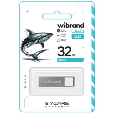 usb флеш-накопичувач wibrand 32gb shark (срібло) 