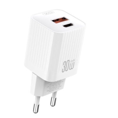 мережевий зарядний пристрій xo l149 1usb/18w/qc3.0 + 1type-c/30w/pd (бiлий) 