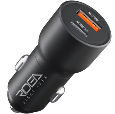Автомобільний Зарядний Пристрій Ridea RCC-47110 QPow Pro 1USB/1USB-C PD/QC 47.5W (Чорний)