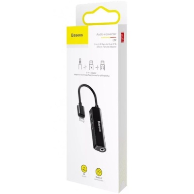 перехідник baseus l52 lightning to 2xlightning + 3.5mm (call52-01) (black) 