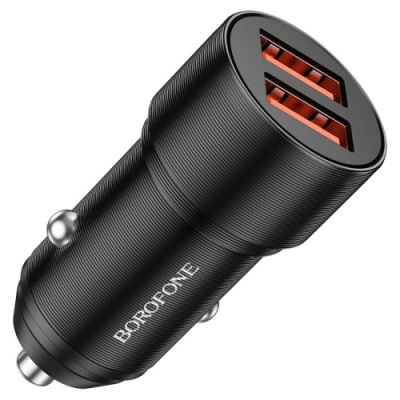Автомобільний Зарядний Пристрій Borofone BZ19B 2USB/18W+18W/QC3.0 (Чорний)