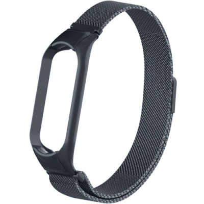 ремінець для xiaomi mi band 3/4/5/6 (milanese loop vs magnet) (темно-сірий) 
