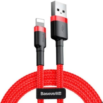 кабель baseus cafule usb - lightning 2.4a/0.5m (calklf-a09) (red-black) 