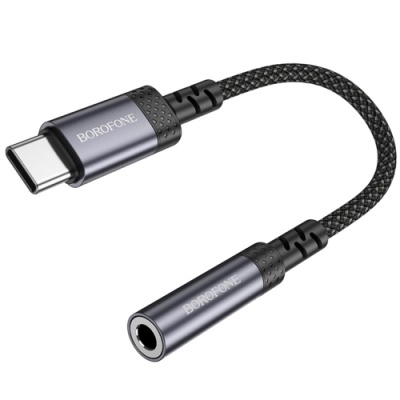 перехідник borofone bv24 type-c(male) to 3.5mm(female) 0.15m (сірий) 