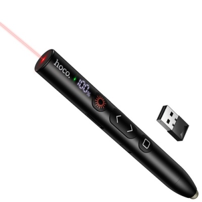 презентер із лазерною указкою hoco gm203 (бездротовий usb-приймач 2,4 ггц/стилус/lcd) (чорний) 
