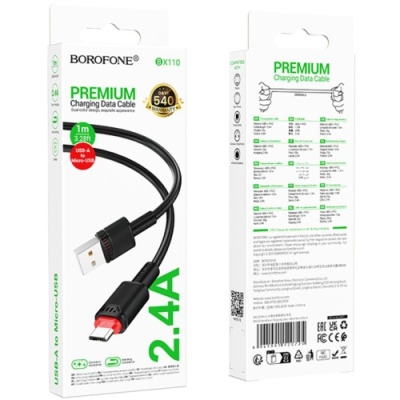 кабель borofone bx110 usb - microusb 2.4a/1м (чорний) 