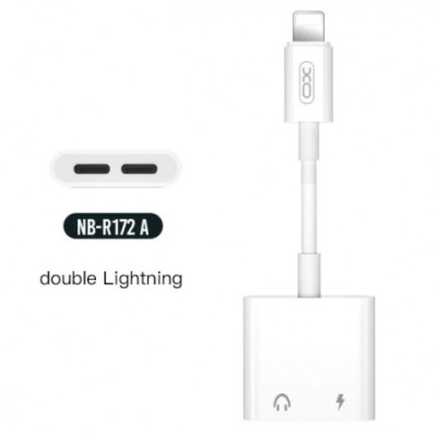 перехідник xo nbr172a lightning male - dual lightning (female) with control (білий) 
