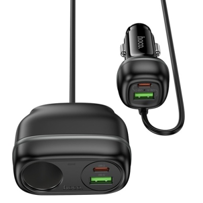 Розгалужувач прикурювача HOCO Z59A PD96W (1 роз'єм прикурювача/2USB/2Type-C/240W) (Чорний