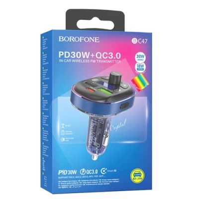 FM Модулятор Borofone BC47 (Синій)