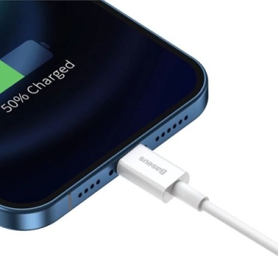 кабель baseus superior series fast charging data usb - lightning 2.4a/0.25m (calys-02) (white) 