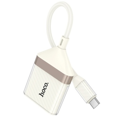 перехідник hoco ua40a 2in1 type-c - sd/tf card reader (білий apricot) 