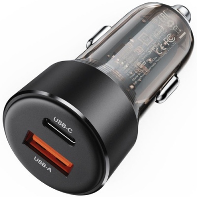 Автомобільний Зарядний Пристрій Acefast B12 PD + QC 3.0 (1 Type-C/1 USB/3A/60W) (чорний)