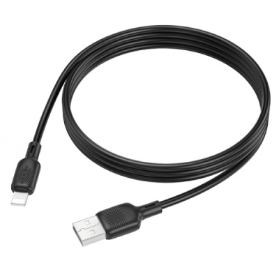 кабель borofone bx113 silicone usb - lightning 2.4a/1m (чорний) 