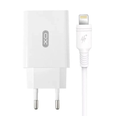 мережевий зарядний пристрій xo l36 1usb/18w/qc3.0 + (usb - lightning) (бiлий) 