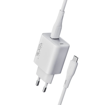 мережевий зарядний пристрій ridea rw-18123 rapid 1usb qc 18w+micro (бiлий) 