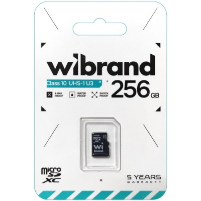 карта пам'яті wibrand microsdxc 256gb uhs-1 u3 10 class (чорний) 
