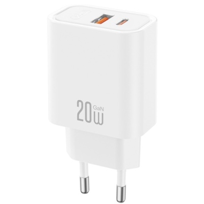 мережевий зарядний пристрій xo ce40 1usb/18w/qc3.0 + 1type-c/20w/pd (бiлий) 
