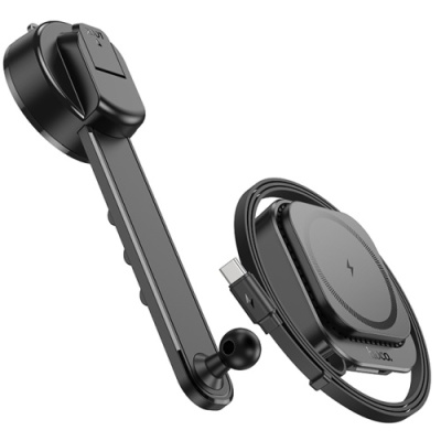 Автотримач Hoco HW24 Magnetic Wireless 15W (Чорний)
