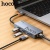 usb hub hoco hb51 type-c 6-in-1 (hdtv+rj45-100mbps+pd+usb3.0*3) (сірий) 