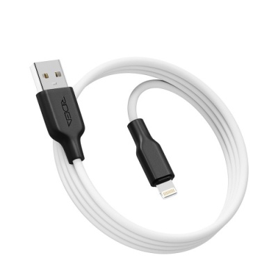 кабель ridea rc-m134 soft silico 12w/1m usb - lightning (біло-чорний) 