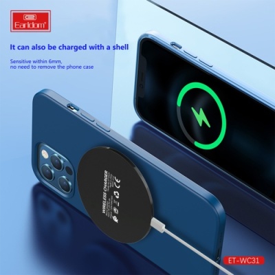 безпровідний зарядний пристрій earldom et-wc31 7.5w/10w/15w (чорний) 