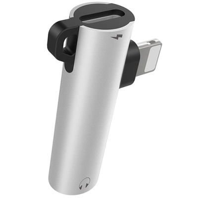перехідник hoco ls21 lightning - aux (3.5mm) (сталевий) 