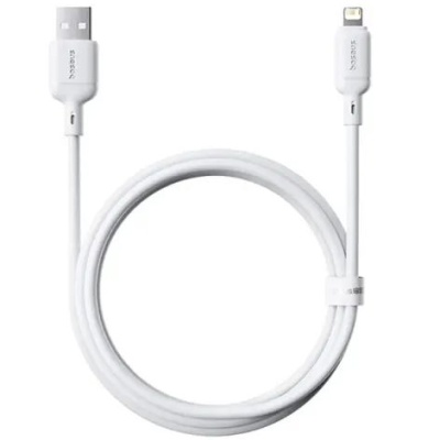 кабель baseus silky series fast charging usb - lightning 2.4a/1m (p10377702213-00) (white) 