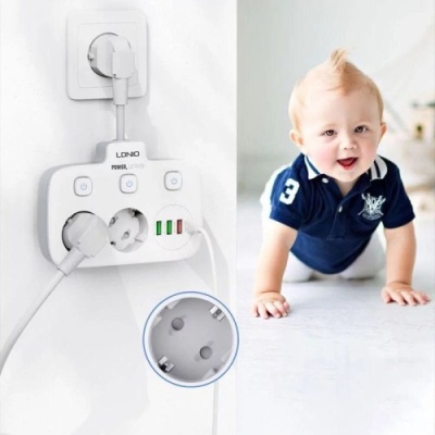 мережевий подовжувач ldnio se2435 2 eu ports /1 pd/1 qc/2 auto id (білий) 