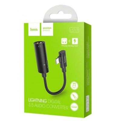 перехідник hoco ls17 lightning - (aux (3.5mm)+lightning charge) (чорний) 
