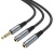 Кабель AUX Hoco Splitter UPA21 2-in-1 3.5 male to 2 female 0.25m (Сiрий) кабель aux hoco splitter upa21 2-in-1 3.5 male to 2 female 0.25m (сiрий)