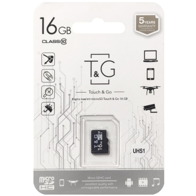 карта пам'яті t&g microsdhc 16gb uhs-1 10 class (чорний) 