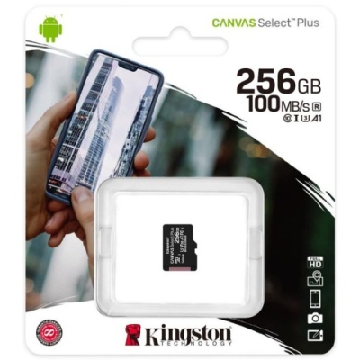 карта пам'яті microsdxc (uhs-1) kingston canvas select plus 256gb class 10 а1 (r-100mb/s) 