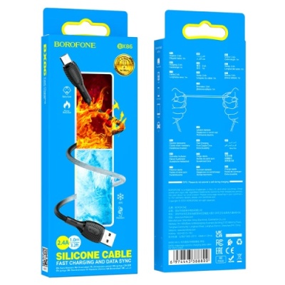кабель borofone bx86 usb - microusb 2.4a/1m (чорний) 